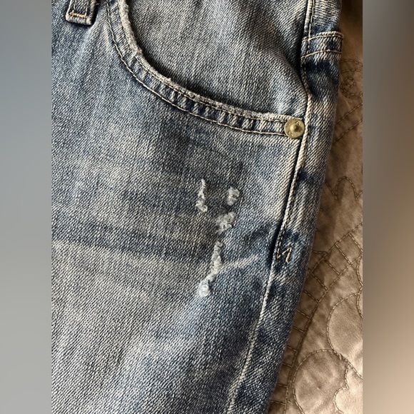 NWT AG Denim Jodi Crop Highrise Slim Flare Jeans Medium Blue Distressed Size 32 - Picture 12 of 14